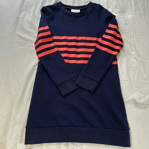 Sail to Stable long sleeve womens small navy and neon sweatshirt dress.